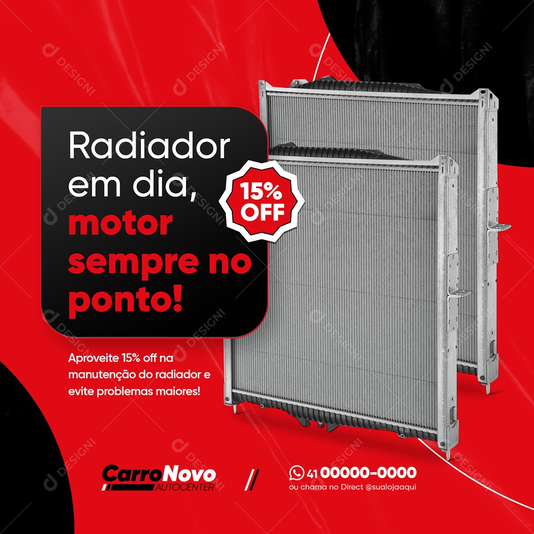 Oficina Mecânica Caminhão Radiador em Dia Social Media PSD Editável