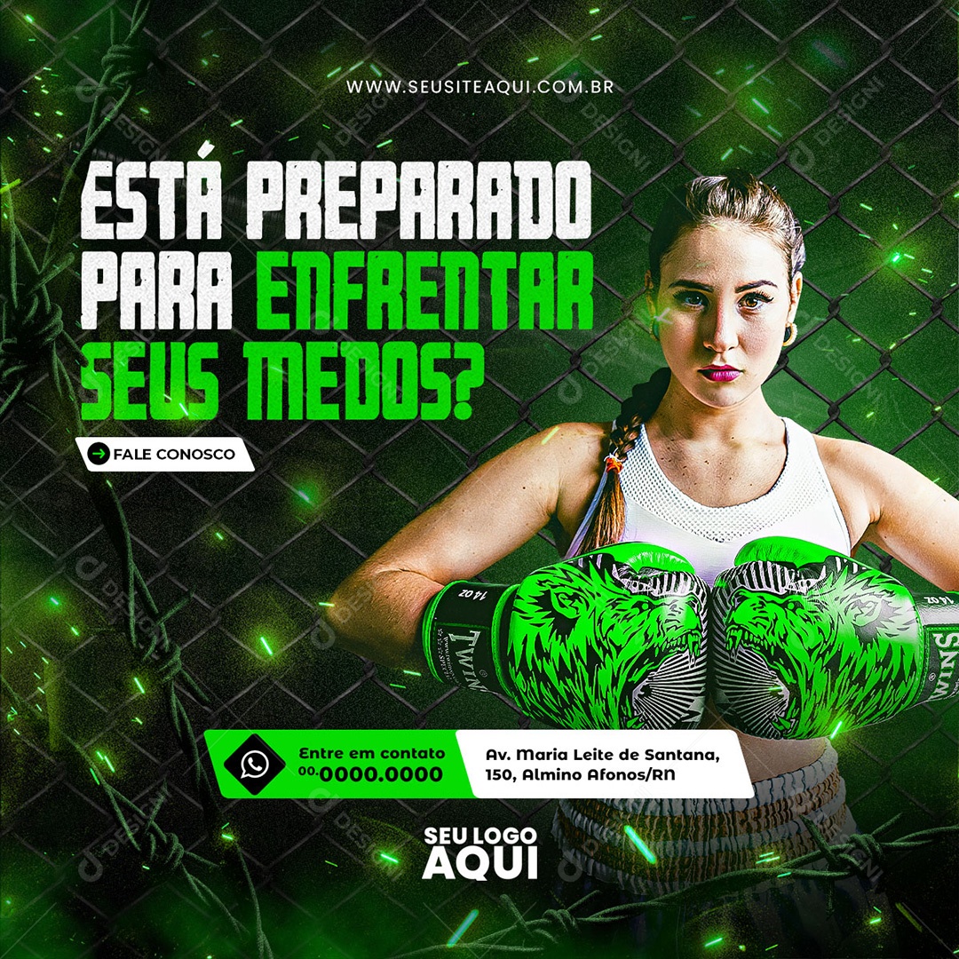 Aulas de Boxe Está Preparado Para Enfrentar Seus Medos Social Media PSD Editável