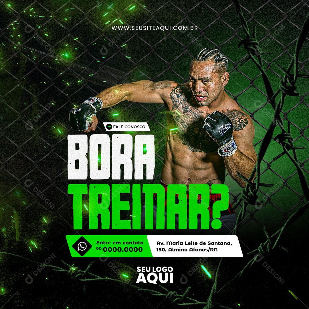 Aulas de Boxe Bora Treinar Social Media PSD Editável