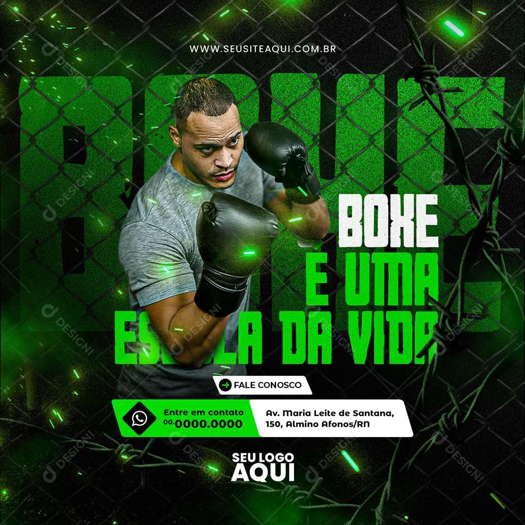 Aulas de Boxe e Uma Escolha Social Media PSD Editável