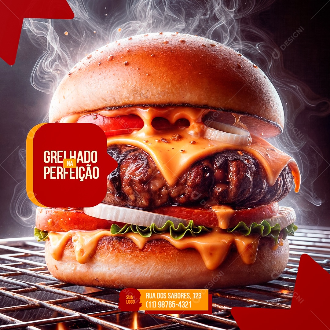 Hamburgueria Grelhado Na Perfeição Social Media PSD Editável