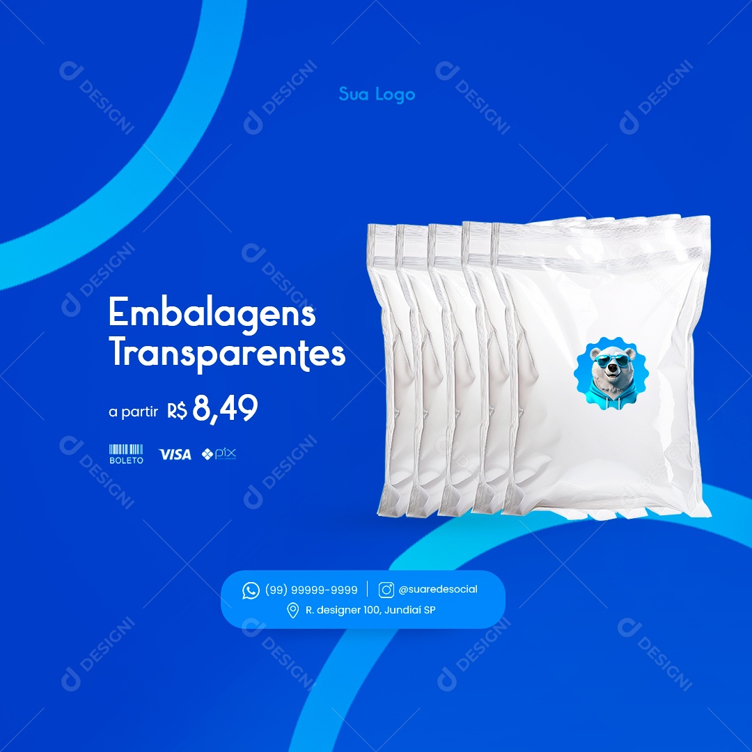 Embalagens Transparentes Social Media PSD Editável