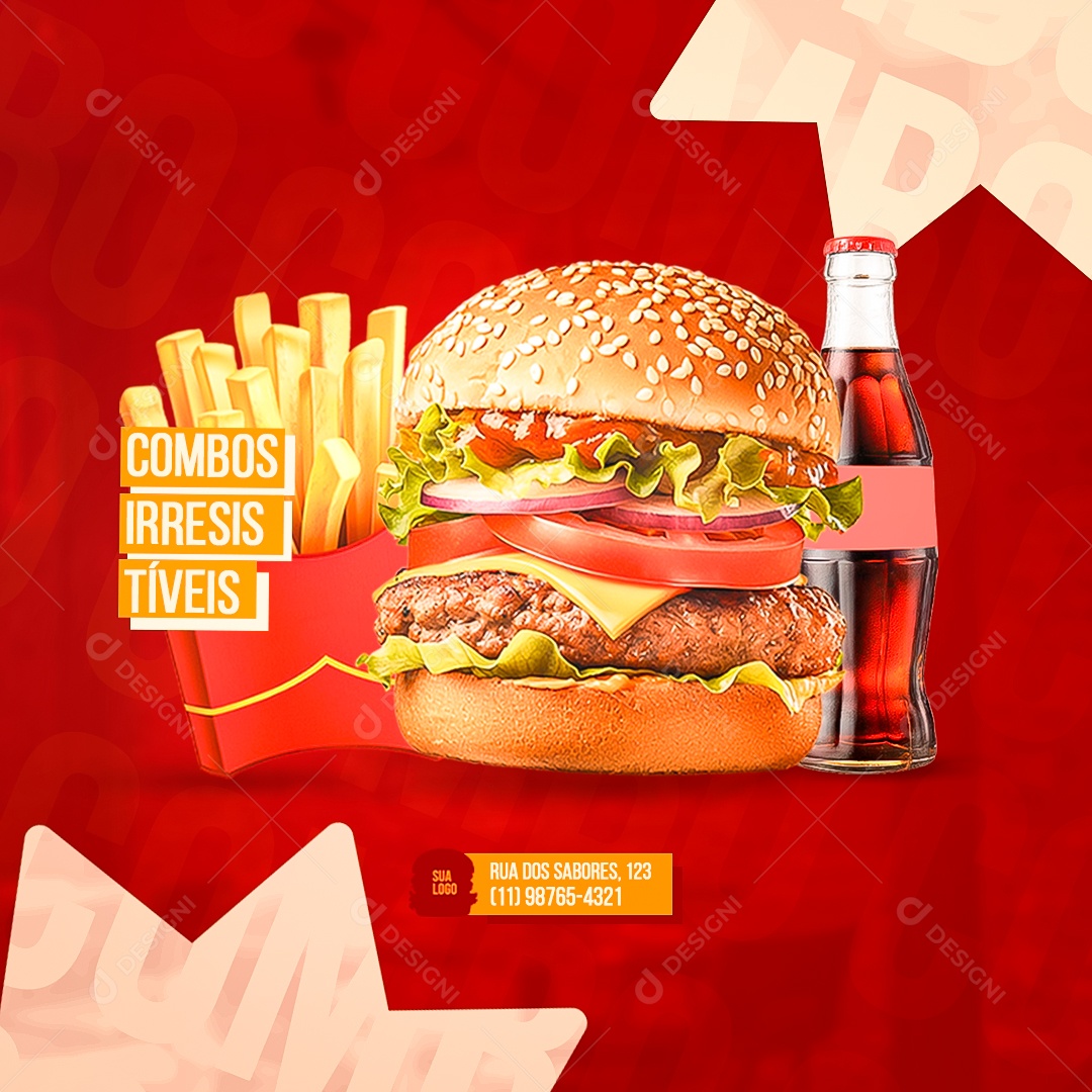 Hamburgueria Combos Social Media PSD Editável