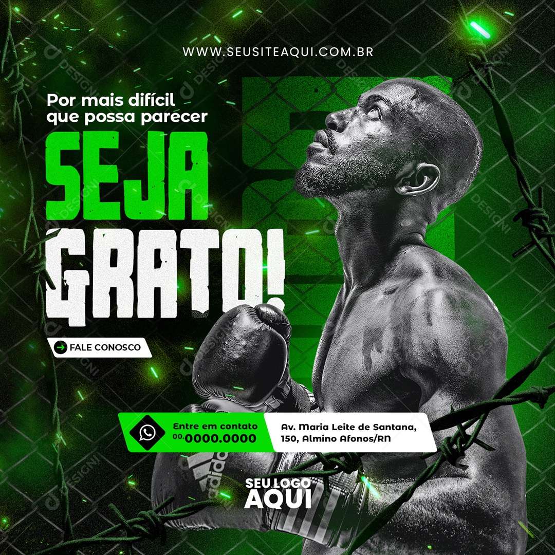 Aulas de Boxe Seja Grato Social Media PSD Editável