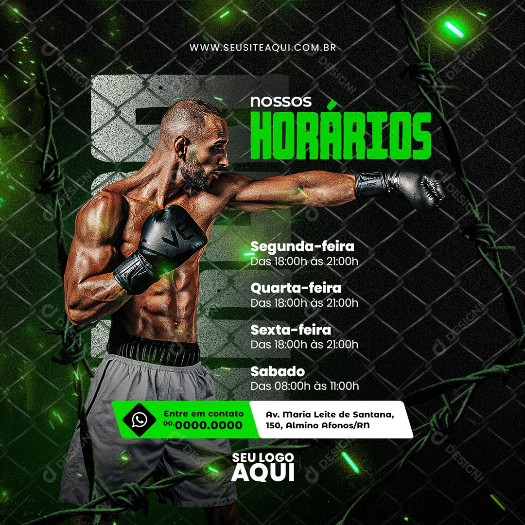 Aulas de Boxe Social Media PSD Editável