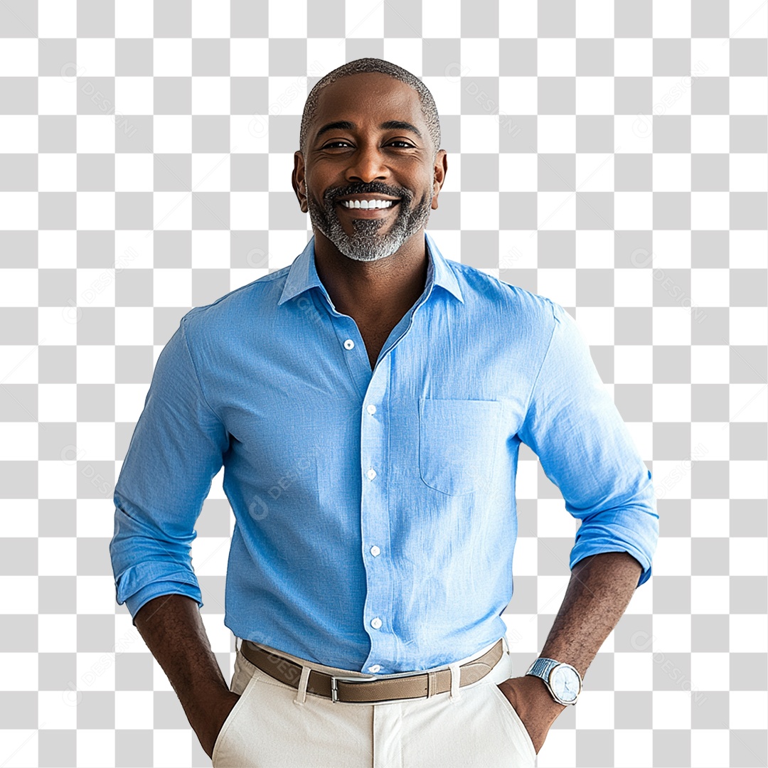 Homem com Camisa Azul Novembro Azul PNG Transparente