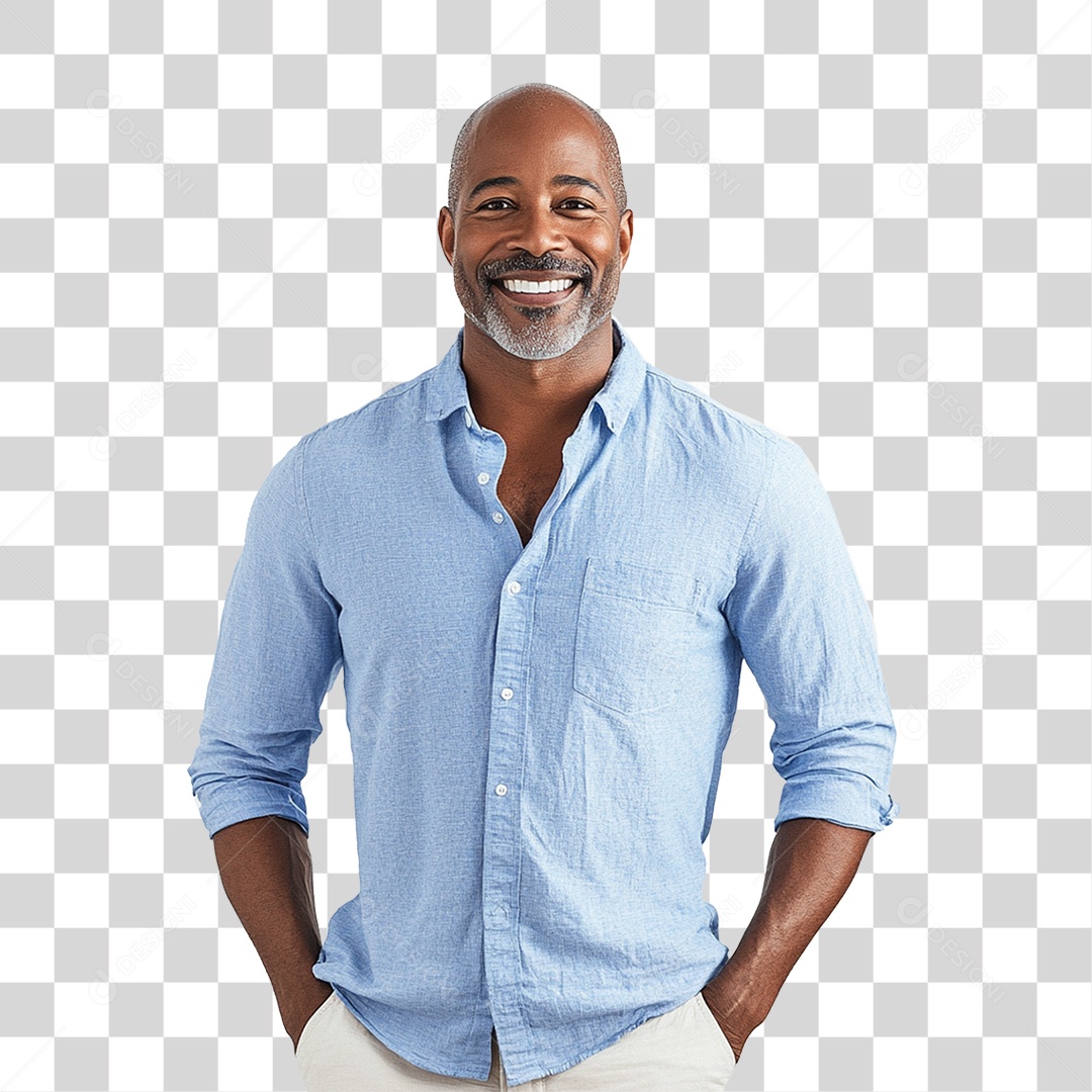 Homem com Camisa Azul Novembro Azul PNG Transparente