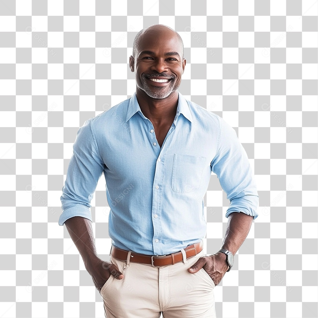 Homem com Camisa Azul Novembro Azul PNG Transparente