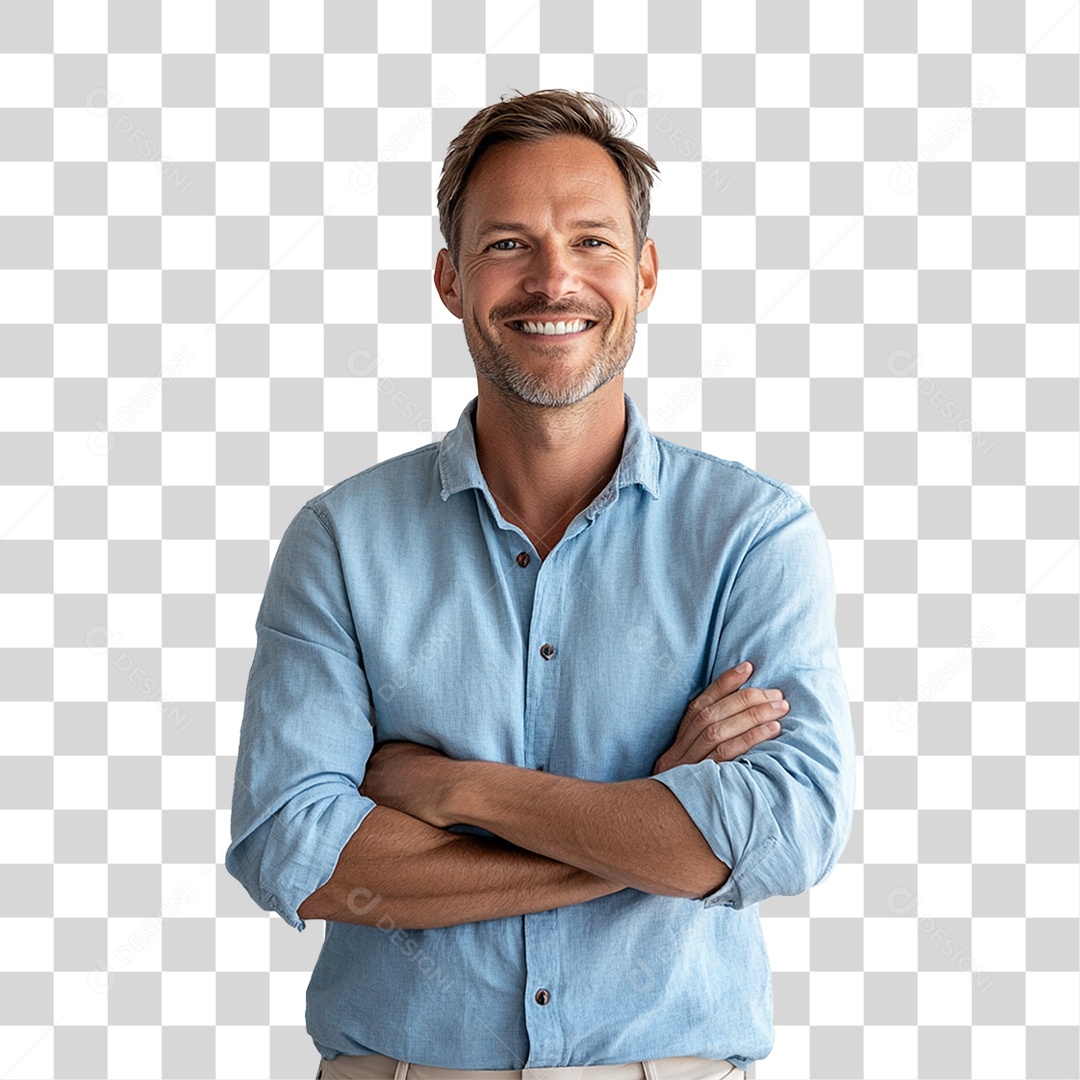 Homem com Camisa Azul Novembro Azul PNG Transparente