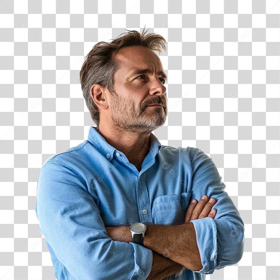Homem com Camisa Azul Novembro Azul PNG Transparente