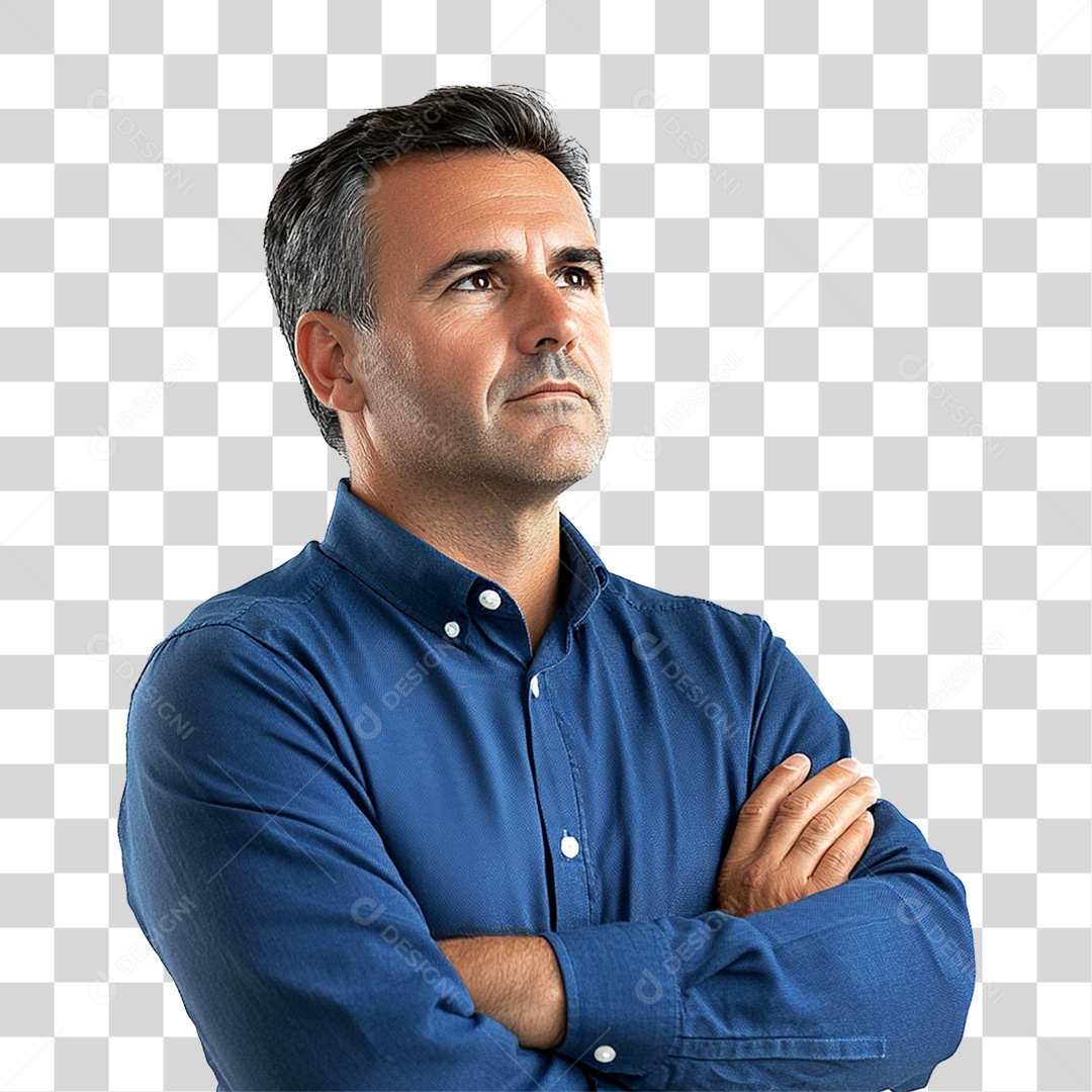 Homem com Camisa Azul Novembro Azul PNG Transparente