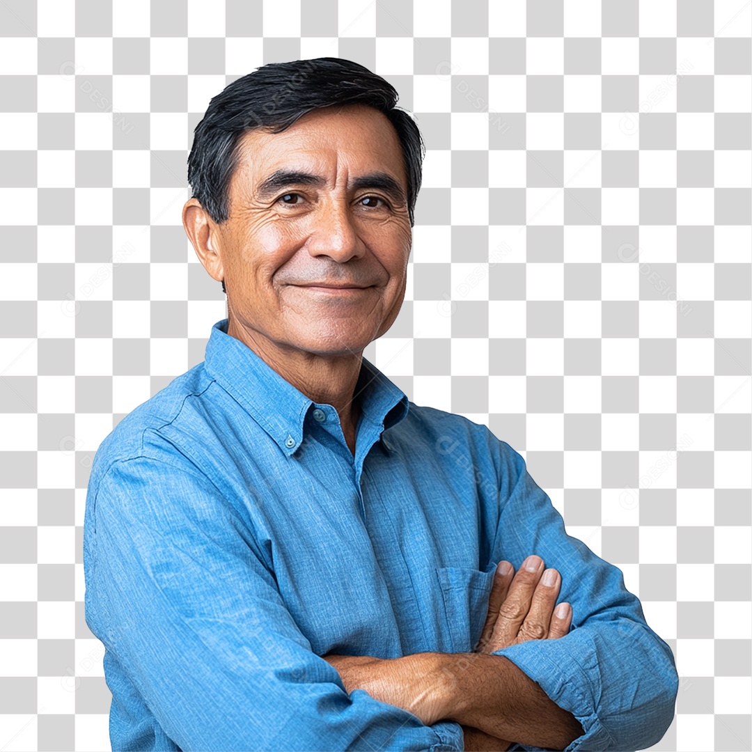 Homem com Camisa Azul Novembro Azul PNG Transparente