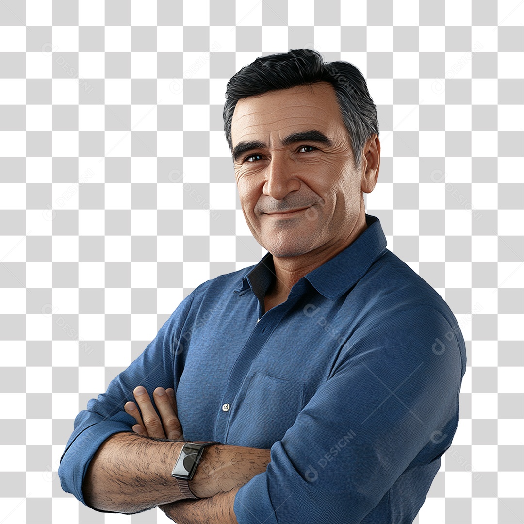 Homem com Camisa Azul Novembro Azul PNG Transparente