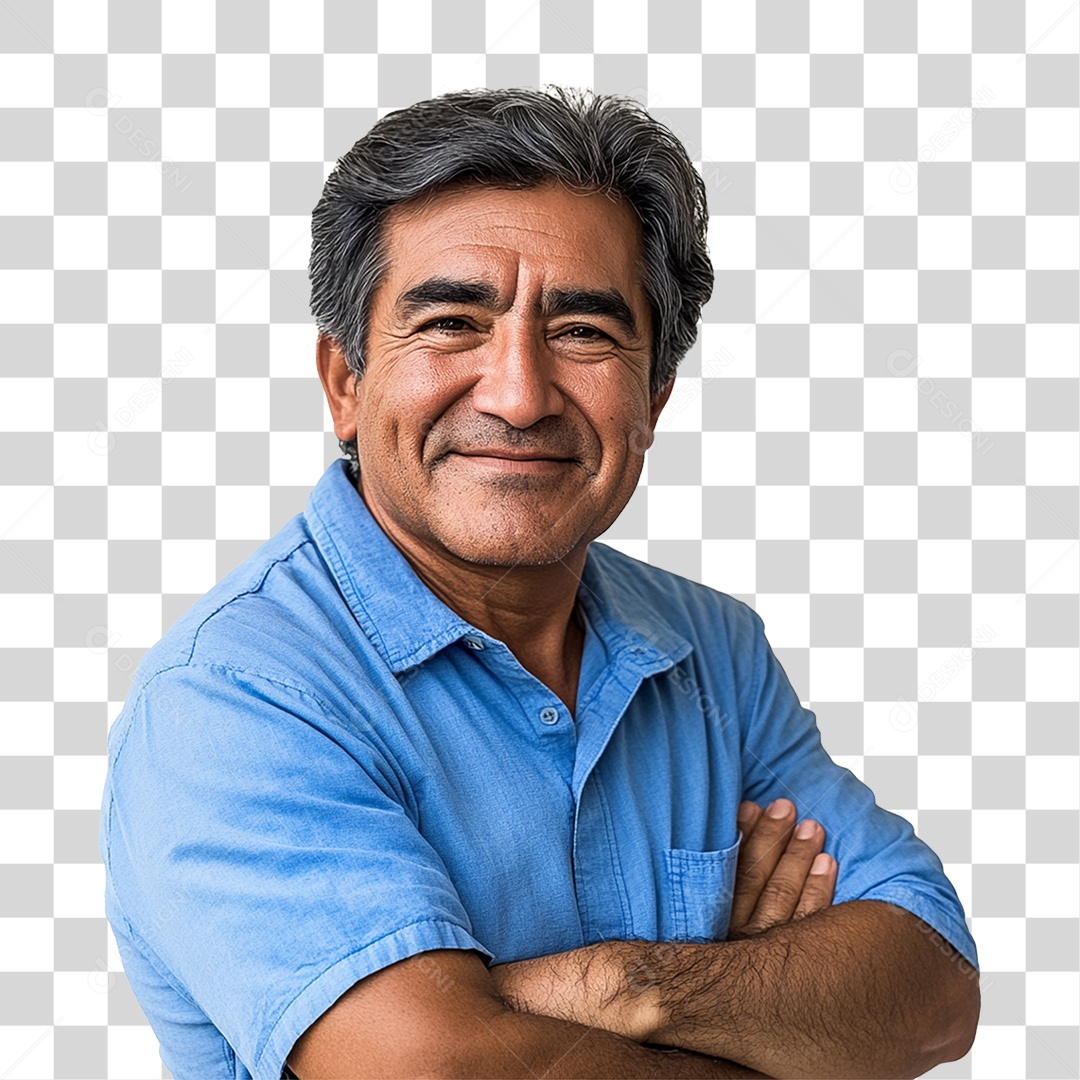 Homem com Camisa Azul Novembro Azul PNG Transparente