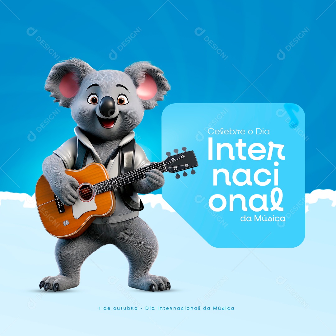 Dia Internacional da Música 01 de Outubro Social Media PSD Editável