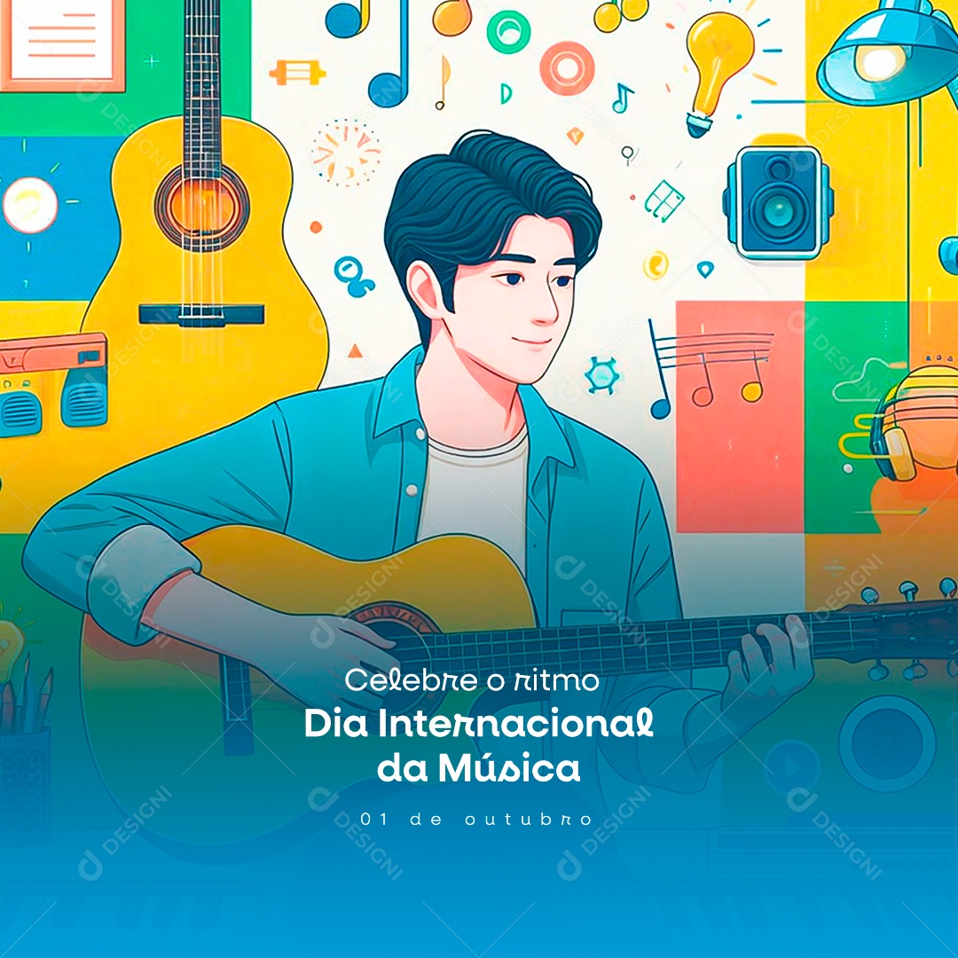 Dia Internacional da Música 01 de Outubro Social Media PSD Editável