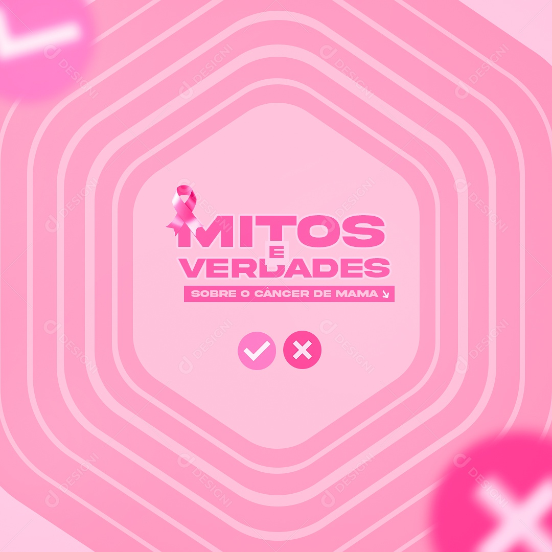 Outubro Rosa Mitos e Verdades Social Media PSD Editável