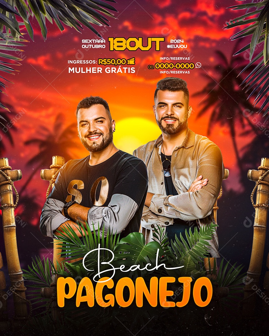 Flyer Beach Pagonejo Social Media PSD Editável