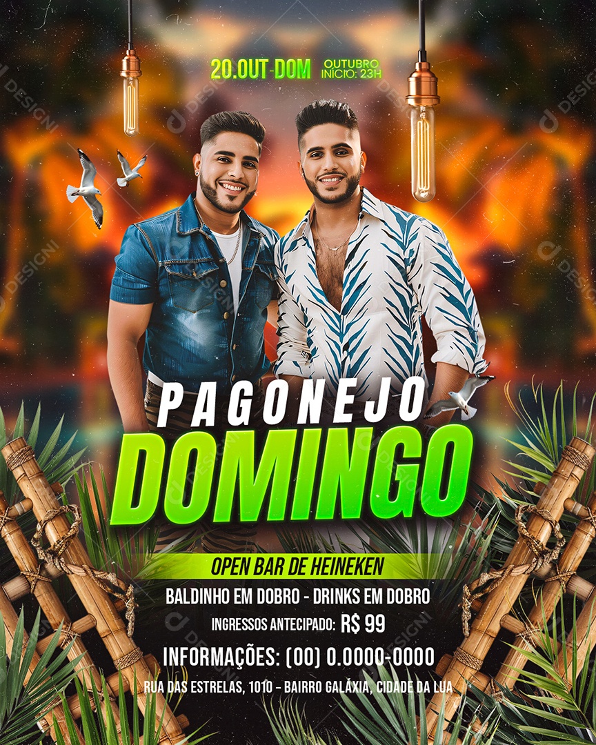 Flyer Pagonejo Domingo Social Media PSD Editável