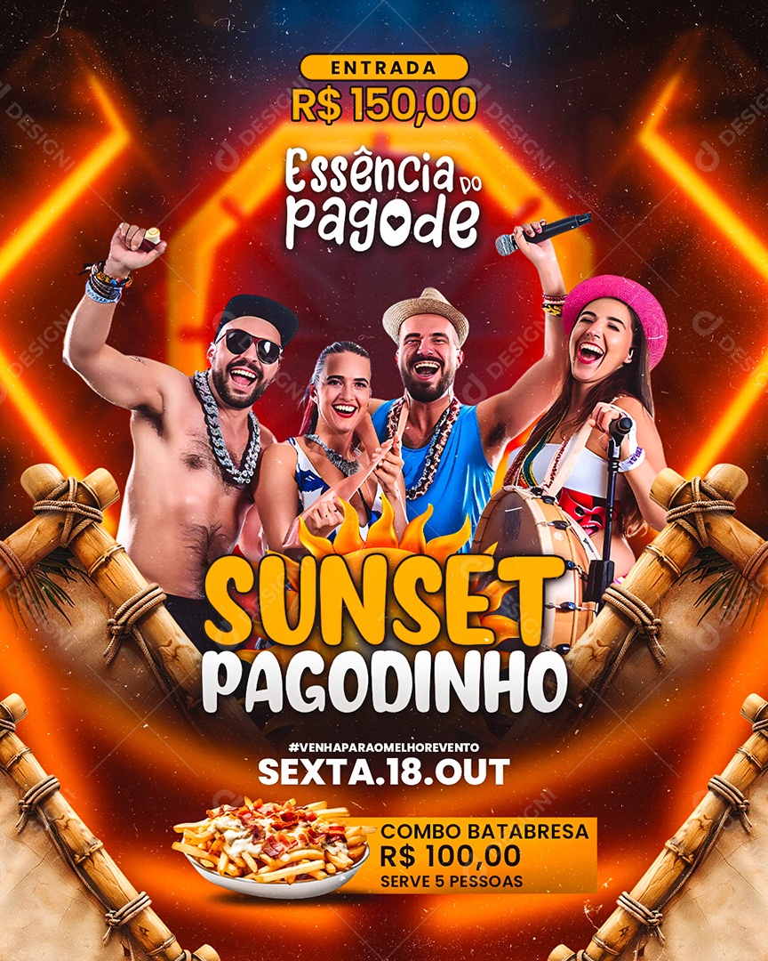 Flyer Sunset Pagodinho Social Media PSD Editável
