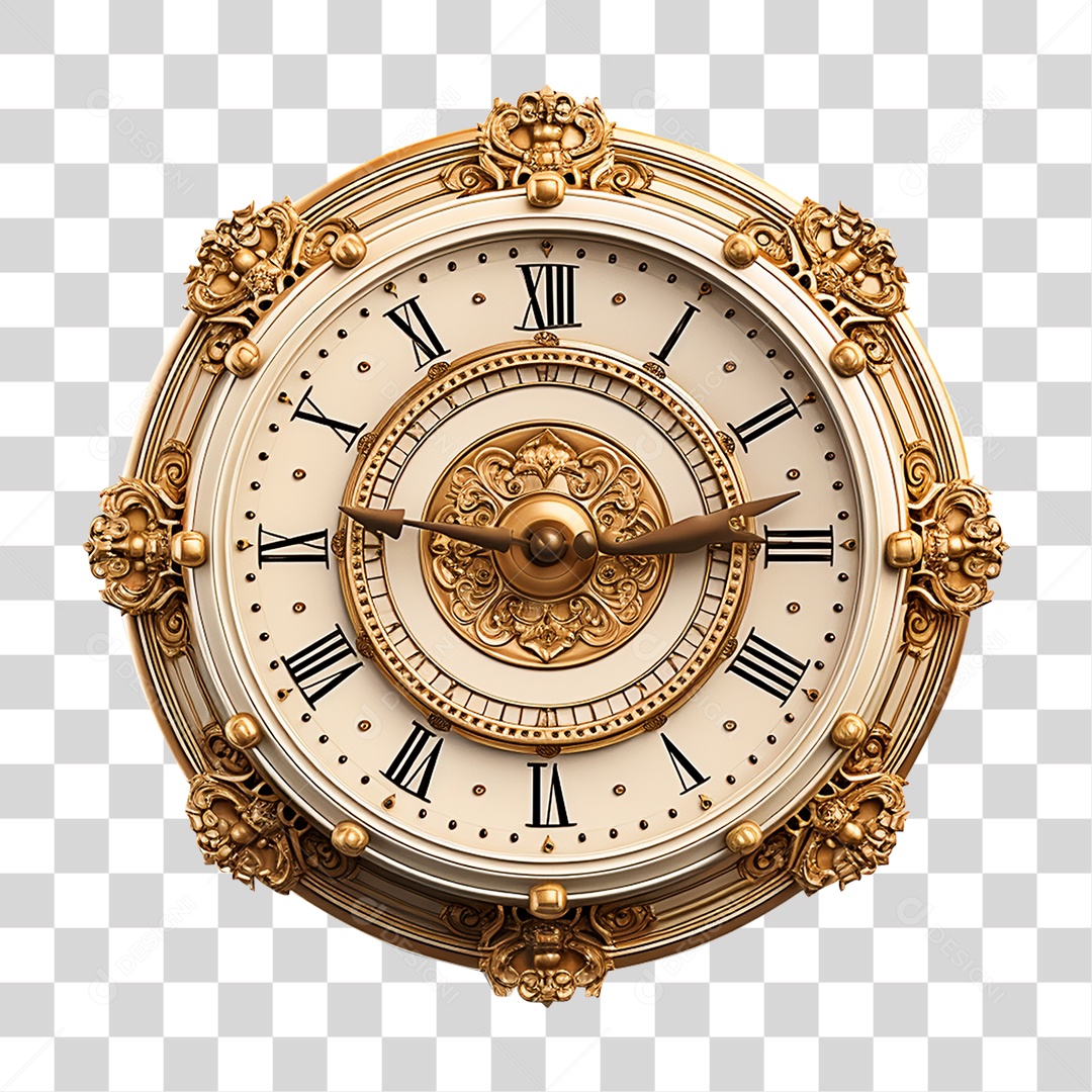 Relógio Dourado PNG Transparente