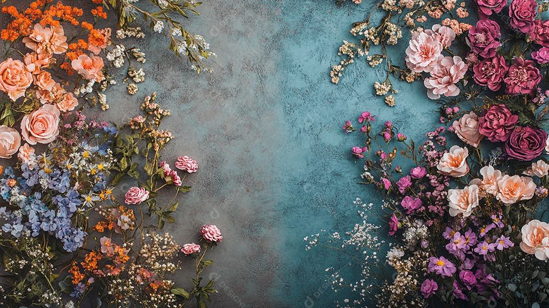 Sobreposição de pano de fundo digital com fundos florais