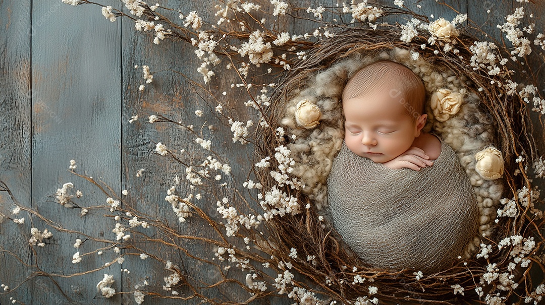 Um adoravél bebê em ensaio newborn