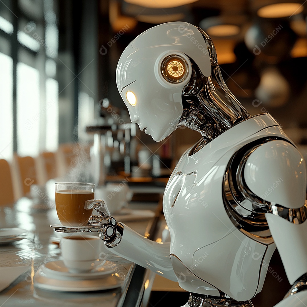 Imagem de um inteligência artificial em cafeteria