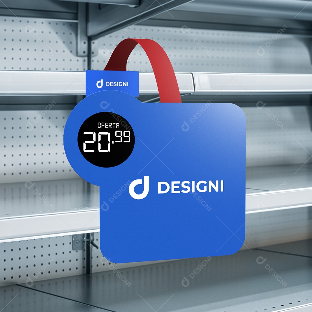 Mockup de Wobbler em Prateleira PSD Editável