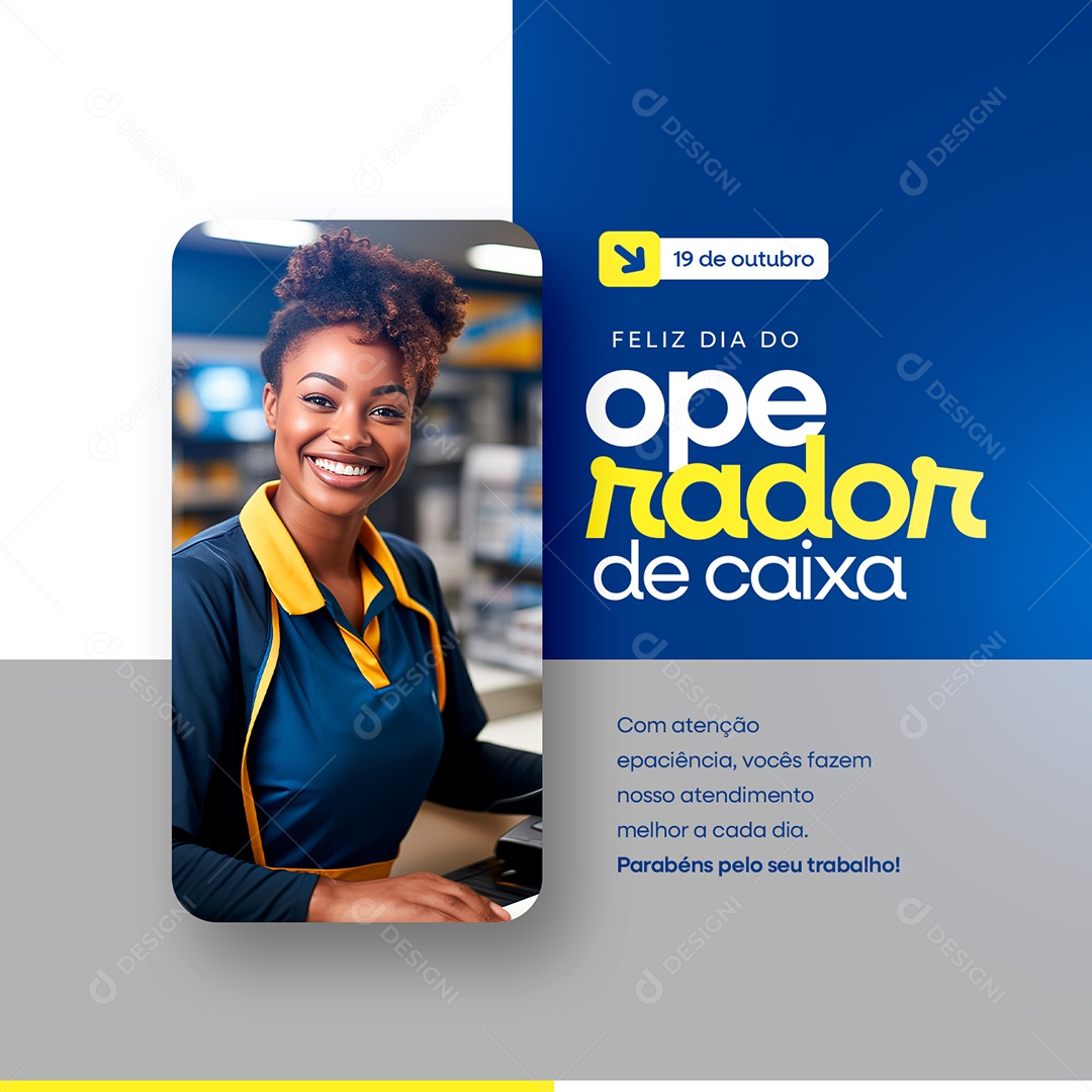 Dia do Operador de Caixa 19 de Outubro Social Media PSD Editável