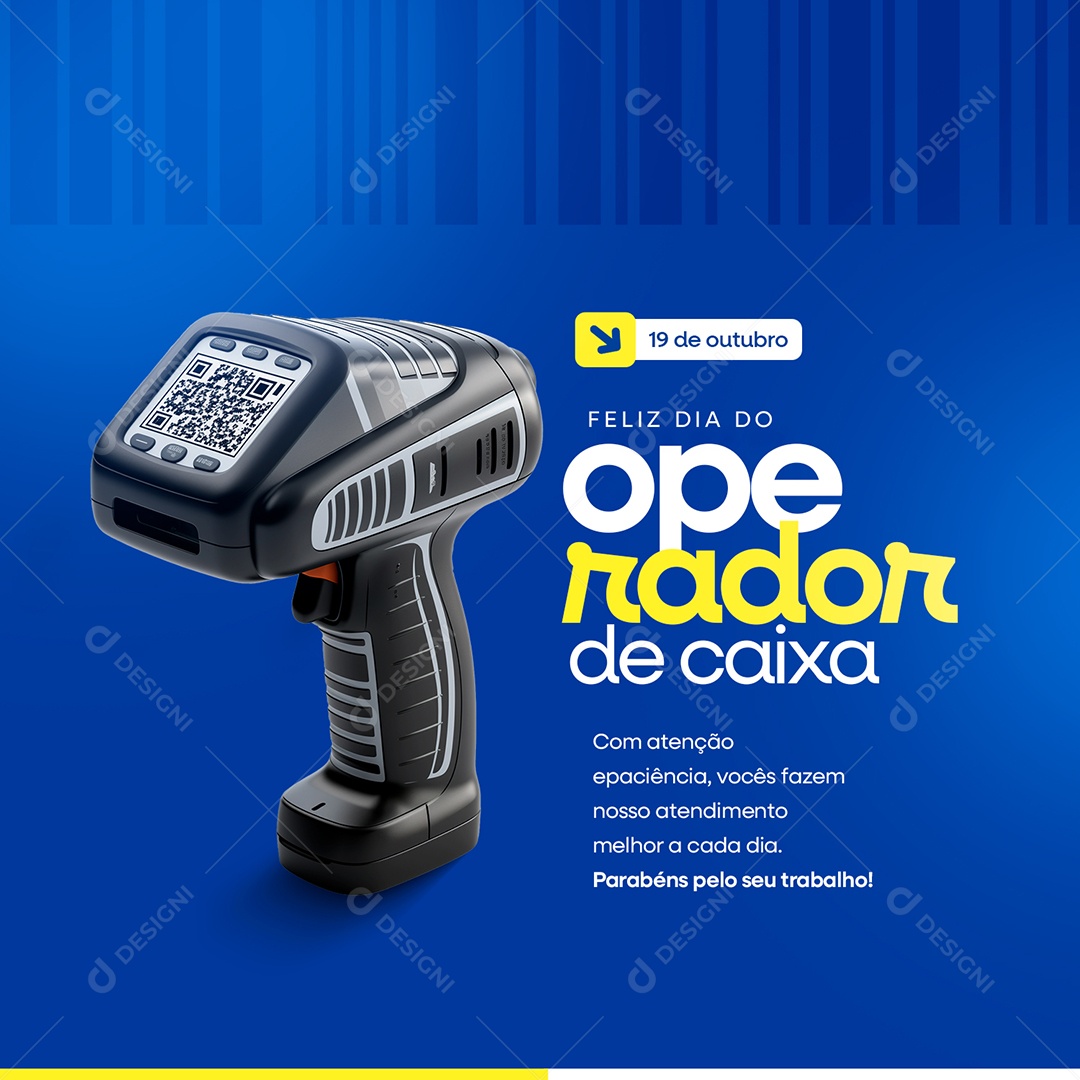 Dia do Operador de Caixa 19 de Outubro Social Media PSD Editável