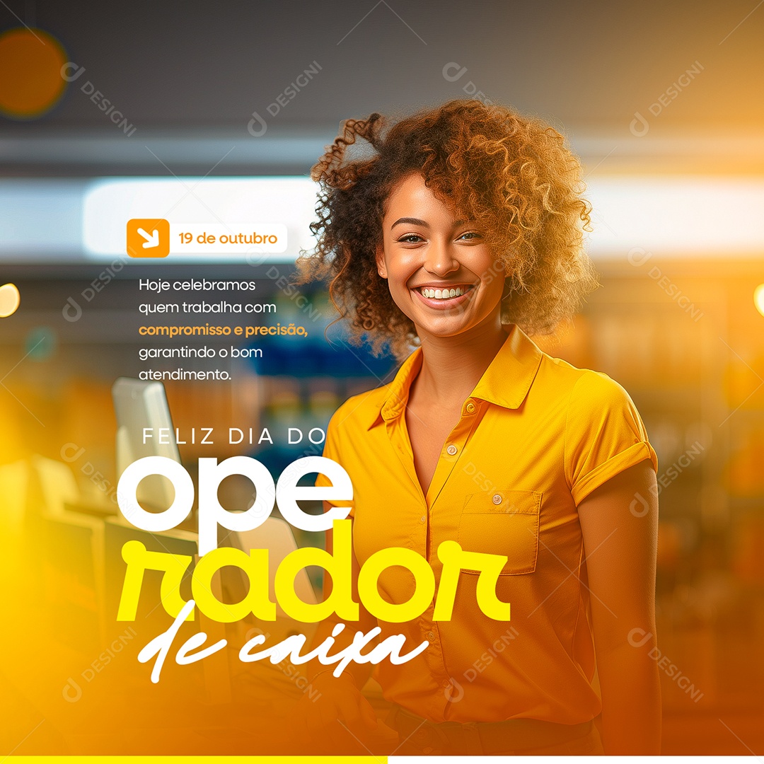 Dia do Operador de Caixa 19 de Outubro Garantindo Um Bom Atendimento Social Media PSD Editável