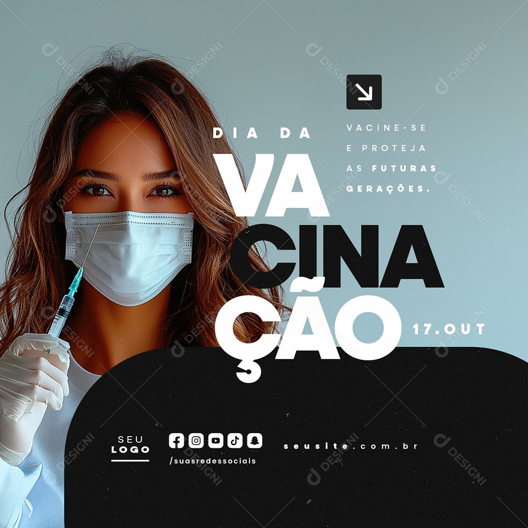 Dia da Vacinação 17 de Outubro Social Media PSD Editável