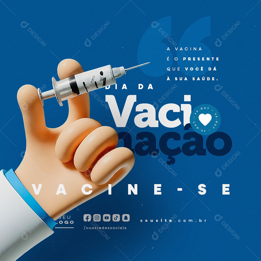 Dia da Vacinação 17 de Outubro Social Media PSD Editável