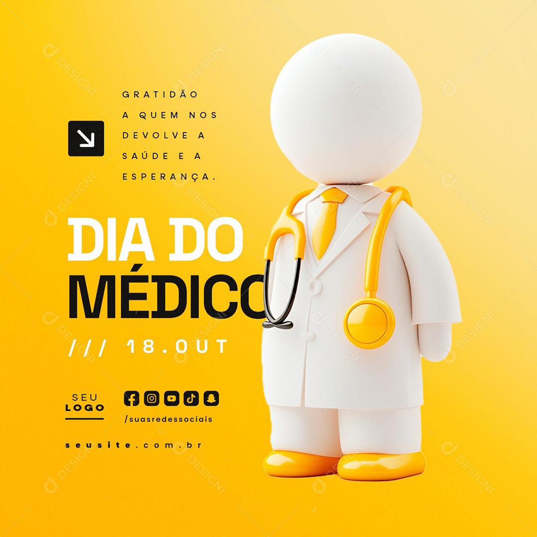 Dia do Médico 18 de Outubro Social Media PSD Editável