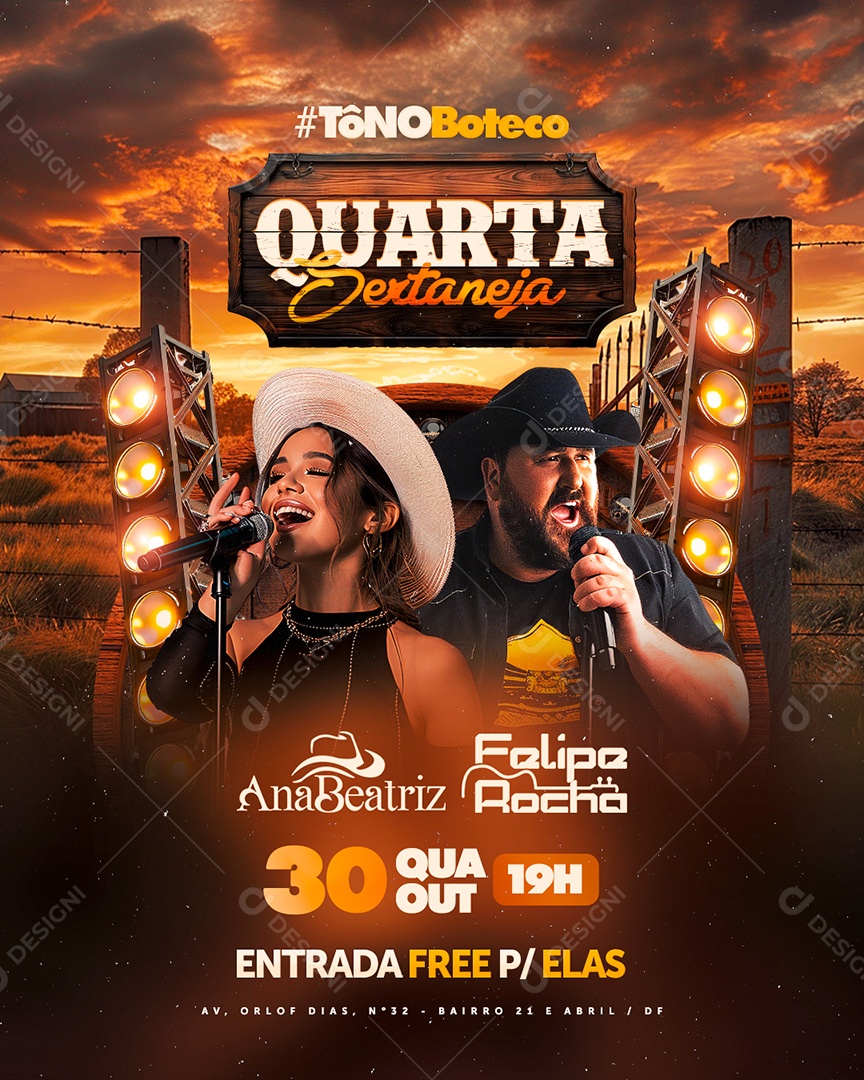 Flyer Quarta Sertaneja Social Media PSD Editável