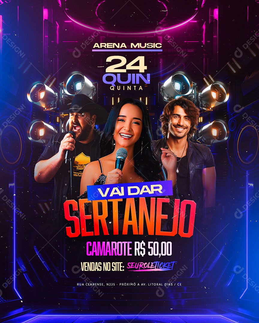 Flyer Vai Dar Sertanejo Social Media PSD Editável