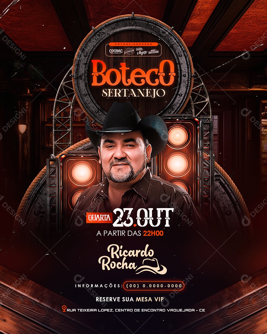Flyer Boteco Sertanejo Social Media PSD Editável