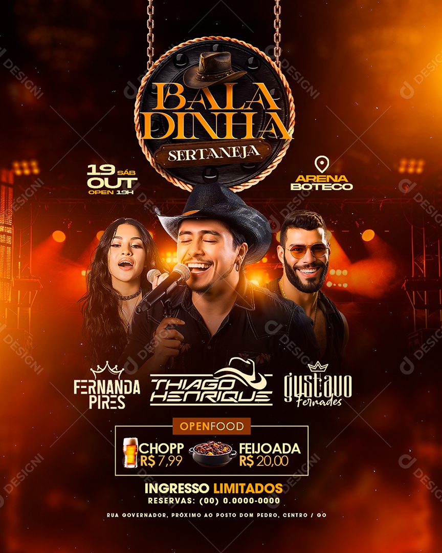 Flyer Baladinha Sertaneja Social Media PSD Editável