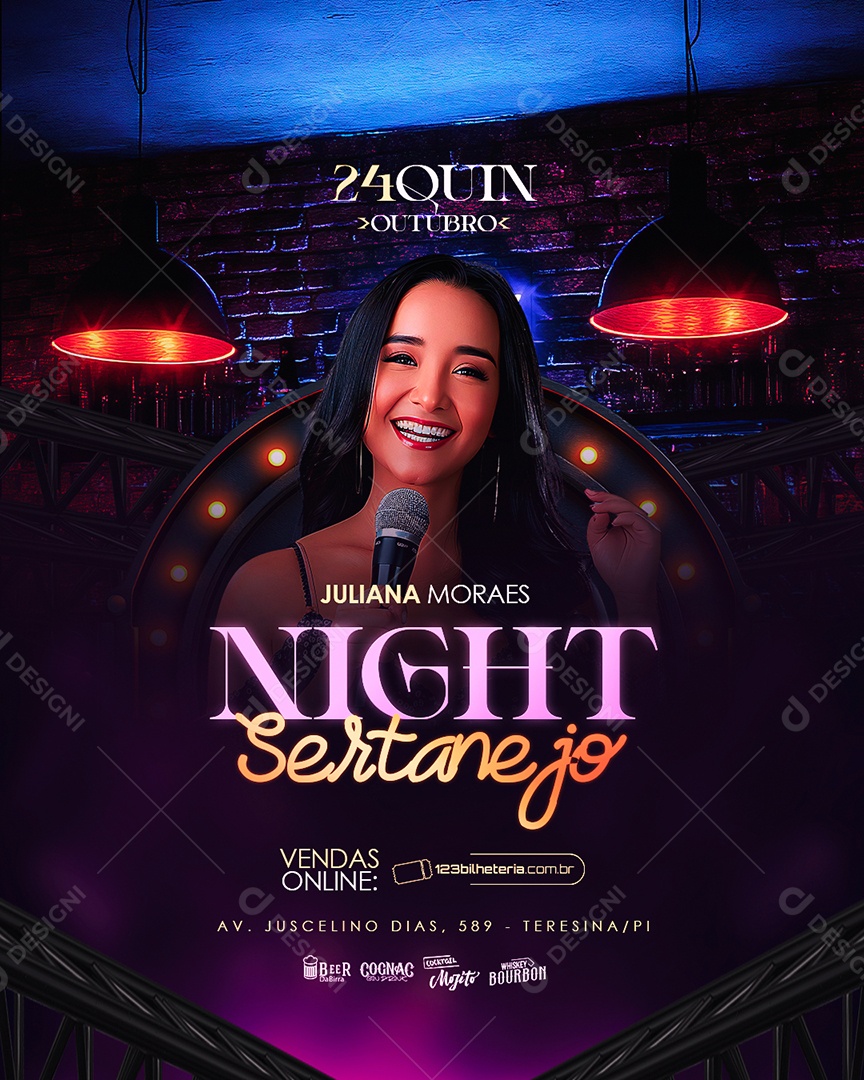 Flyer Night Sertanejo Social Media PSD Editável