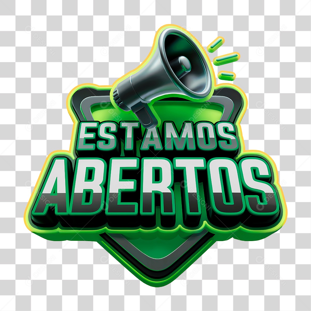 Selo 3D Estamos Abertos PNG Transparente