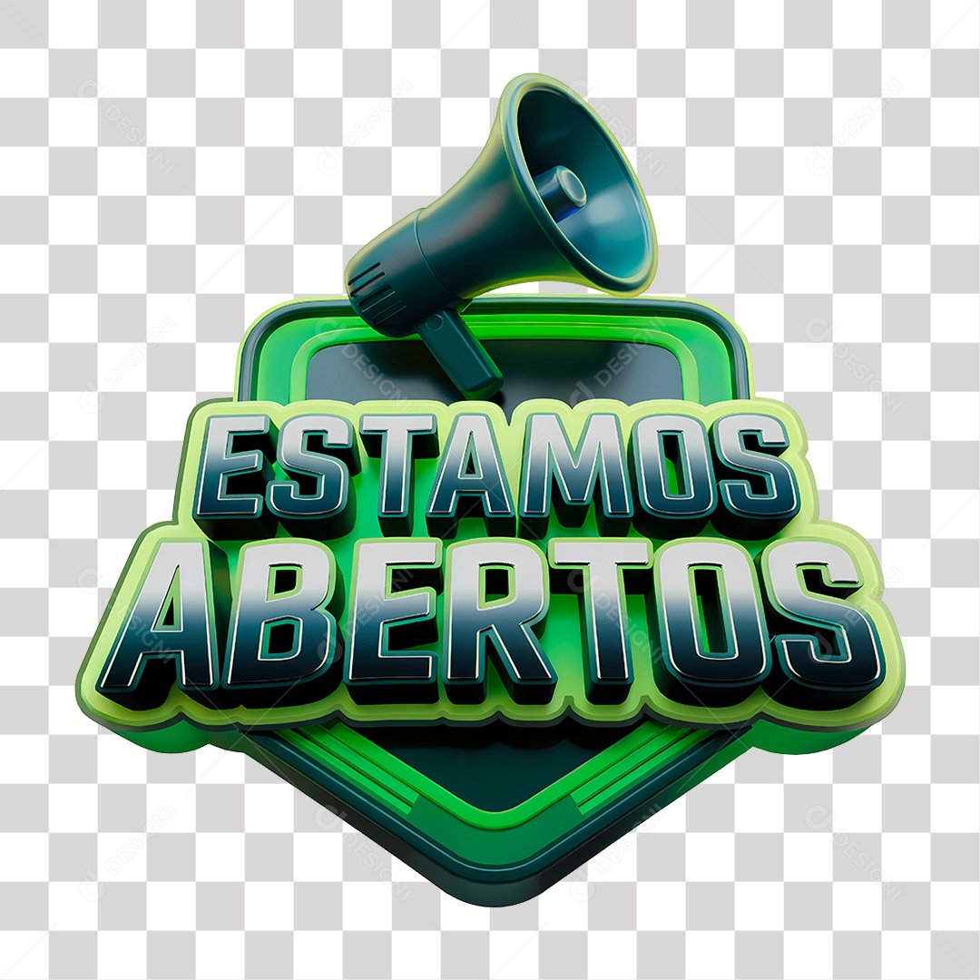 Selo 3D Estamos Abertos PNG Transparente