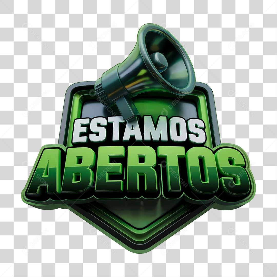 Selo 3D Estamos Abertos PNG Transparente