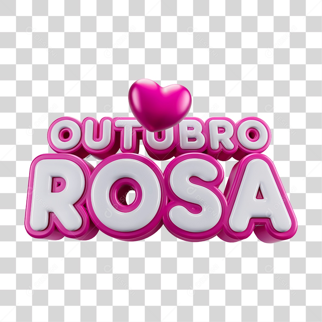 Selo 3D Outubro Rosa PNG Transparente