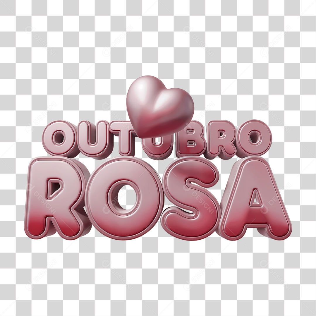 Selo 3D Outubro Rosa PNG Transparente