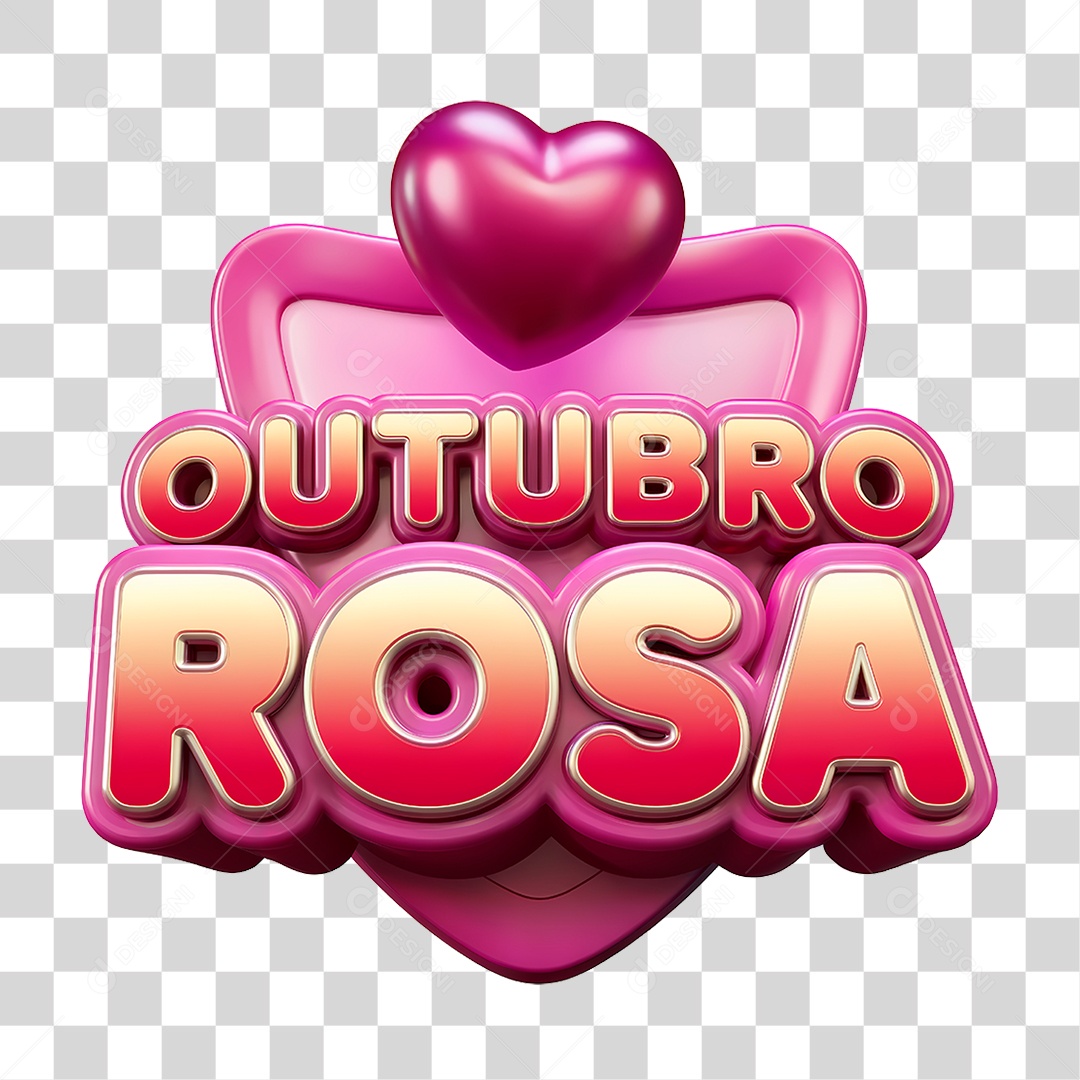Selo 3D Outubro Rosa PNG Transparente