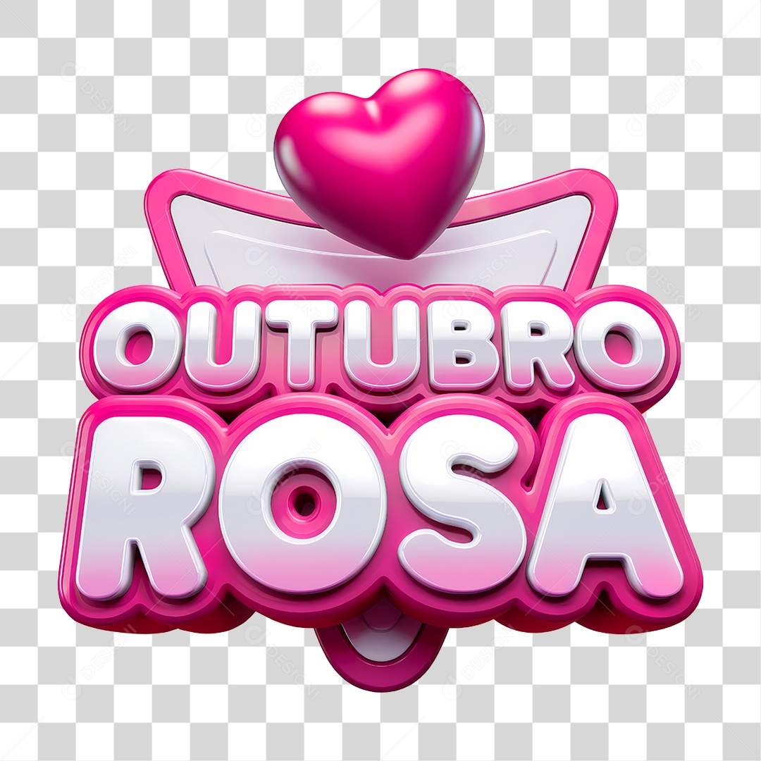 Selo 3D Outubro Rosa PNG Transparente