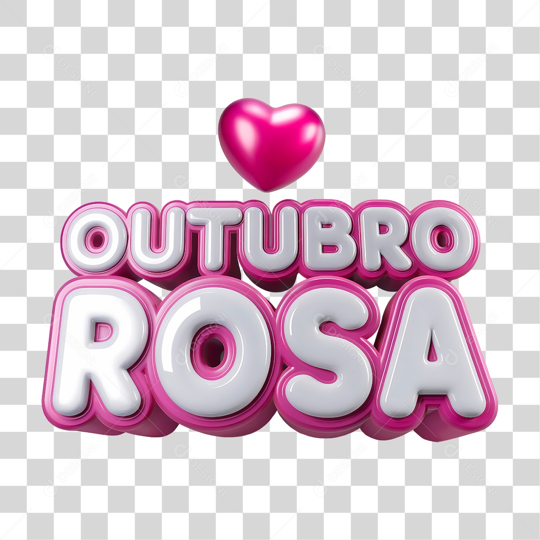 Selo 3D Outubro Rosa PNG Transparente