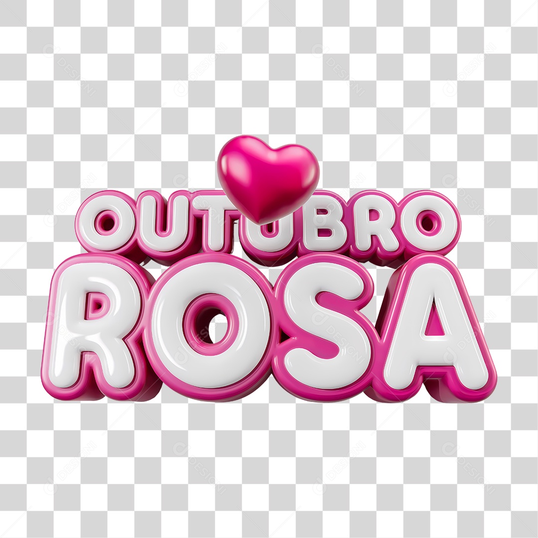 Selo 3D Outubro Rosa PNG Transparente