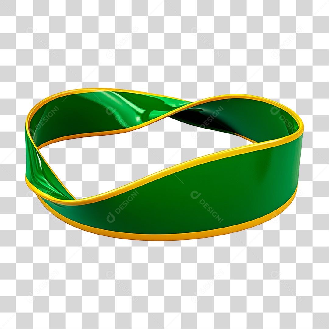 Elemento 3D Faixa Verde e Amarela PNG Transparente